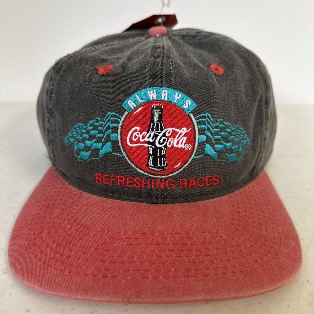 Vtg NWT Coca-Cola Hat Cap Snap Back Black Red Embroidered Always Bottle Mens 90s